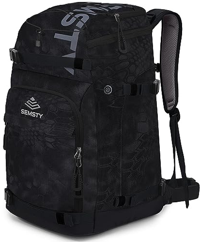 SEMSTY Ski Boot Bag, 55L Waterproof Ski and Snowboard Boots Travel Backpack for Skis, Snowboard, Ski Helmet, Goggles, Gloves & Accessories
