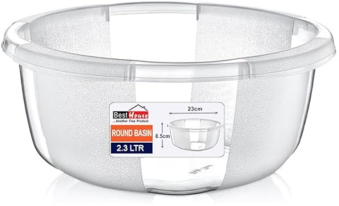 Best House | Clear Round Basin | Kitchen Washing Up Bowl | 2.3 Litres | Transparent | 1 Pc | Multipurpose Bath Tub/Washing Tub for Kitchen, Bathroom, and Household Use (Pack of 1)