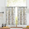 TOPICK Leinen Scheibengardinen 2er Set H60xB65(cm) Blumen Küchenvorhänge Kurz Bedrucktem landhausstil Bistrogardine Halbtransparent Gardinen Fenster Vorhänge für Wohnzimmer Blau auf Beige