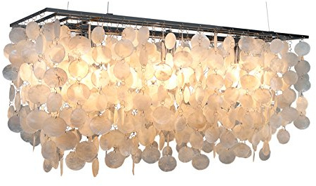 invicta INTERIOR Design Hängelampe SHELL REFLECTIONS 80cm Muschellampe E27 Perlmutt 80cm Hängeleuchte