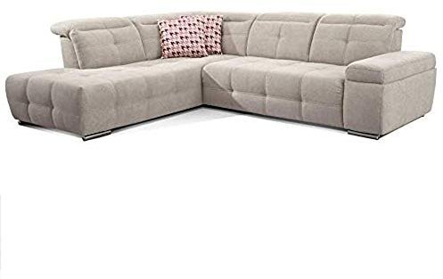 CAVADORE 5036 Acolchado Esquina mistrel, Sofa Esquinero, Ottomane de Cama 3, 269 x 77 – 93 x 228 cm, Kati GrisBlanco