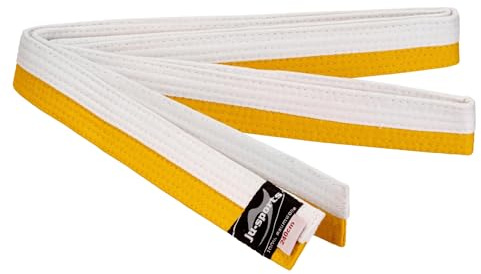 Ju-Sports Budogürtel - weiß/gelb, Baumwolle I Kampfsport Gürtel Für Budo-Sportarten, Judo, Karate uvm. I Ca. 4 cm breiter Martial Arts Gürtel I 300 cm