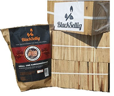 BlackSellig 24 kg de bois d'allume-feu parfaitement sec et propre + 50 allume-feux naturels.