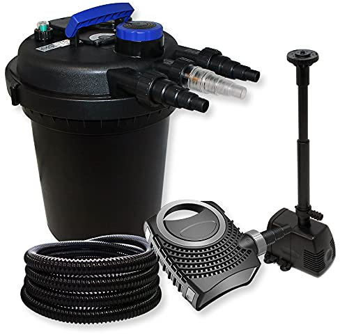 Tryckfilterset 6000 l 11 W UVC dammklarare 25 m slang 70 W dammpump hoppbrunnspump