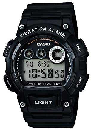 Casio Herren Quartz Armbanduhr, 47.00mm Gehäusegröße mit LCD digital Zifferblatt und schwarz Plastic/Resin Strap Armband W-735H-1AVEF