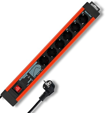 REV SupraLine Steckdosenleiste 6-Fach - Mehrfachsteckdose mit Schalter, 3m Kabel, Überspannungsschutz & Netzfilter, Kupfer