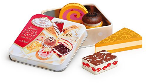 Erzi 13105 Sahneplatte von Coppenrath & Wiese aus Holz in der Dose, Kaufladenartikel für Kinder, Rollenspiele