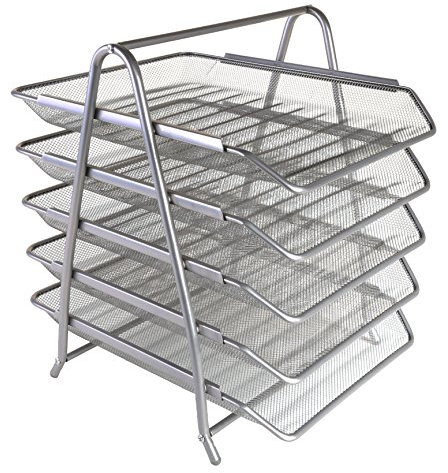 Unbekannt 5TT-SLV 5-etagige Briefablage aus silbernem Drahtgeflecht, 5TT SILVER, 5 tier