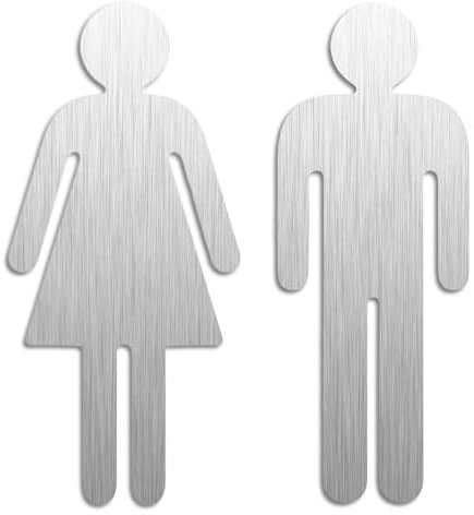 Cartel WC Hombres Mujeres | Conjunto de 2 H=152 mm Acero Inoxidable No.1092