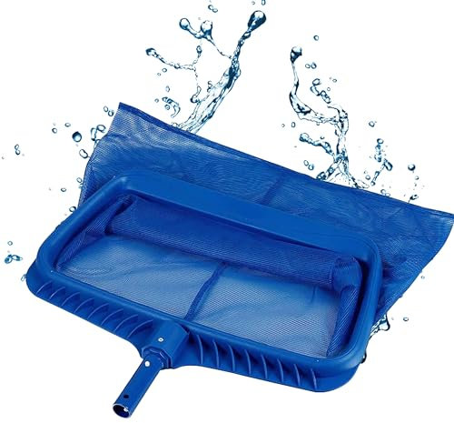 HAFIX Pool Kescher Poolkescher Poolzubehör Reinigung. Kescher Pool Teich Poolpflege feinmaschig. Teichkescher Pool Reiniger für Schwimmbad Pool Fischteich. Laubkescher Algen Planschbecken in blau.