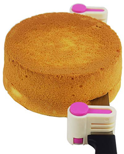 Yorwe 2PCS DIY Cake Slicer, Stratification Auxiliary, Bread Slice, Toast Cut, 5 Layers Leveler Slicer, Kitchen Fixator Tool (2, Rose Red)