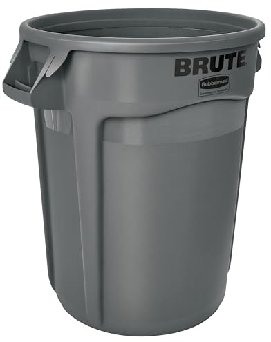 Rubbermaid Commercial Products BRUTE Mülleimer 166L Grau – Schwerlast-Abfallbehälter mit Luftkanälen, robuster Kunststoff für Gastronomie Bauwesen Büro und Lager – FG264360GRAY