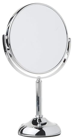 JERDON Two-Sided Tabletop Makeup Vanity Mirror - 10X-1X Magnification & Swivel Design - 6-Inch Diameter Portable Mirror – Polished Chrome Finish - Model JP910CB