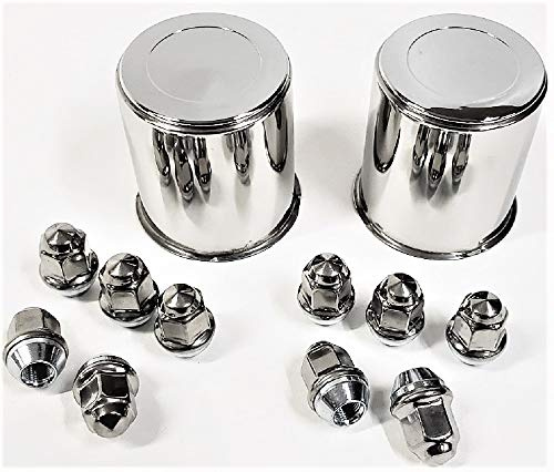 eCustomrim 2 Pack Trailer Wheel Lug and Cap Sets - Stainless Hub Cover With 10 Capped Stainless Lug Nuts For 3.19 Inch Bore Rim
