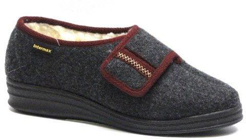 Intermax Pantofola da donna/Scarpino con chiusura in velcro e lana vergine, antracite., 36 EU