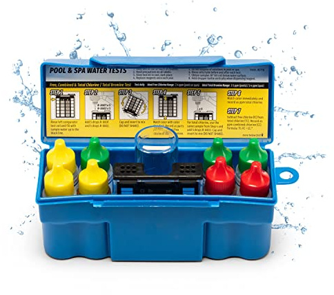 Taylor K-1004 DPD, 6-in-1 Pool Test Kit for for Free & Total Chlorine, Bromine, pH, Acid Demand, Total Alkalinity, 100+ Tests, Quick & Easy for Pools & Spas | Made in The USA