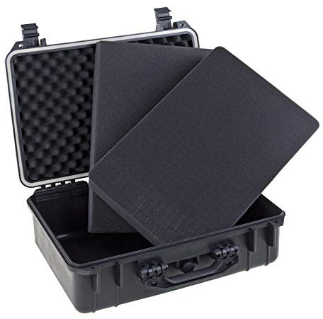 DEMA Universalkoffer PE Koffer Kamerakoffer Transportkoffer Outdoor - Koffer strahlwasserfest 20 L schwarz mit Schaumstoff - Einlage