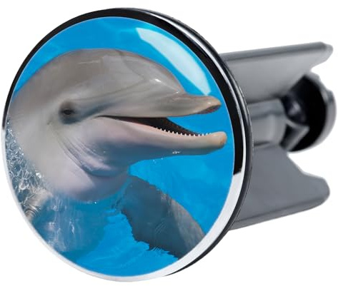 Sanilo Waschbeckenstöpsel Delphin, schöner Stöpsel für das Waschbecken, universal mit Motiv