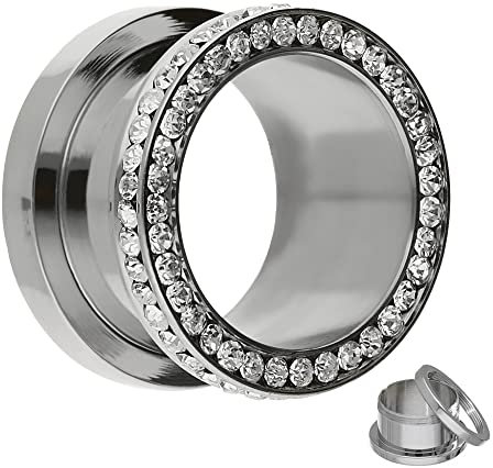 Treuheld Flesh Tunnel - Silber - Doppelkristall - Klar 10 mm