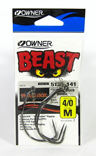 Owner BC Beast Twistlock 5130 - Wide Gap Haken mit Schraubspirale für Gummifische & Jigs, Offsethaken mit Spirale, Jighaken, Größe/Packungsinhalt:Gr. 8/0-3 Stück