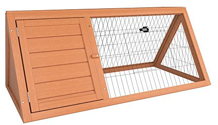 PET VIDA Rabbit Hutch Triangle | Wooden | Space-Saving Single Storey Pet Run | 48H x 98W x 49D cm | Easy Assembly | Indoor or Outdoor Home for Guinea Pig, Bunny, Quails