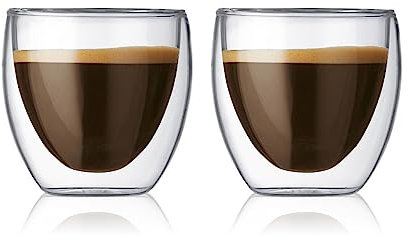 Bodum 4557-10 pavina Gläser-Set (Doppelwandig, Isoliert, Mundgeblasen, 0,08 liters) transparent, 2 Stück (1er Pack)