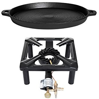 PaellaWorld 303011 Hockerkocher Set 1, klein Gusspfanne Durchmesser 35 cm mit Zündsicherung