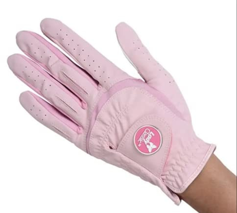 Lady Classic Soft Flex Golf Glove for Women with Magnetic Ball Marker | Comfortable Grip, Removable Marker, Soft Leather Palm Patch – Stylish & Flexible Ladies Golf Glove (Pink/Left Hand/Small)