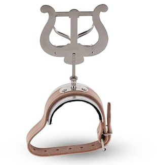 GEWA Marschnotställ Flöjt - Förnicklad - Stor Lyra - 2 knappar - Läderarmband med Alu-platta