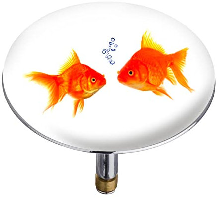 WENKO Badewannenstöpsel Pluggy® XXL Fishes - Abfluss-Stopfen, für alle handelsüblichen Abflüsse, Kunststoff, 7.5 x 6 x 7.5 cm, Mehrfarbig