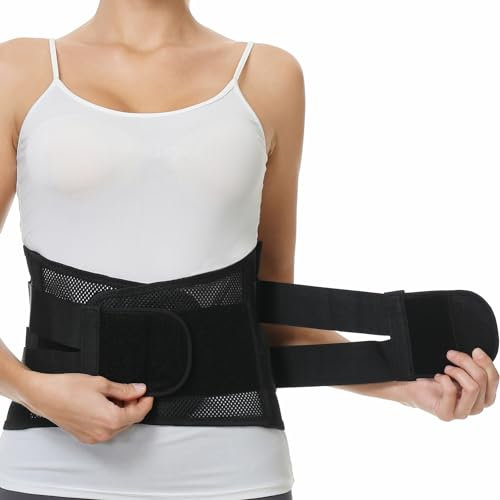 NEOtech Care Ceinture lombaire avec sangles de compression doubles et support au bas du dos EXTRA-LARGE - Tissu respirant léger pour sport, exercice (Noire, Taille XXL)