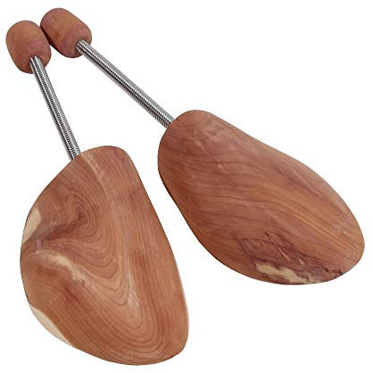 DELFA Zedernholz Schuhspanner mit Metall Spiralfeder Gr. 44/45, Schuhstrecker für jeden Schuh