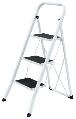 Oypla Foldable 3 Step Ladder Stepladder Non Slip Tread Safety Steel