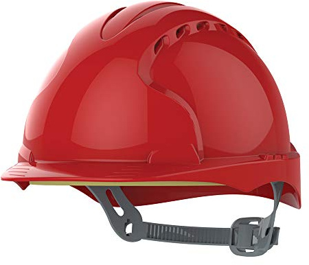 JSP EVO3 HDPE Safety Helmet for Construction/Building with OneTouch Slip Ratchet Red Vented (AJF160-000-600)