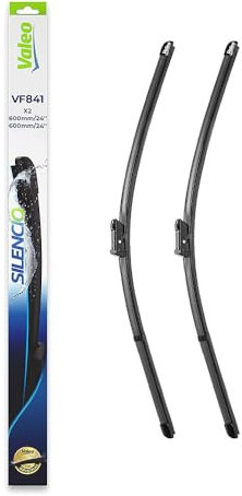 VALEO Silencio Wischer - VF841 - Leistungsstarke, hervorragende Sicht auf der Straße, einfache Montage - originale Flachblätter 600mm/600mm - Vorne - Set mit 2 Wischerblättern - 577841
