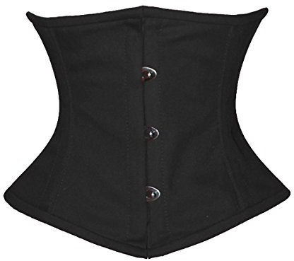 luvsecretlingerie Strapazierfähiges 18/26 Double Steel Boned Waist Training Cincher Waspie Unterbrust Tight Shaper Korsett, Schwarze Baumwolle (für kurzen Oberkörper passt gut für 22 cm Torso-Länge