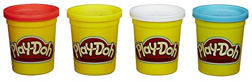 Hasbro Play-Doh For Modeling 4-Pack of Colors 16 Ounce Total - Red, Yellow, White and Blue