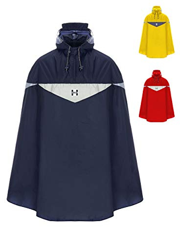 HOCK Premium Fahrrad Regenponcho 'Super Praktiko' mit Lüftung und seitlicher Armöffnung - 100% wasserdichter Fahrradponcho für Herren & Damen (Blau, XXL)