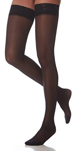 SCUDOTEX Bas Autofixant 40 Deniers Maille Lisse Compression Décroissante Légère 7-9 mm Hg Noir Taille 2