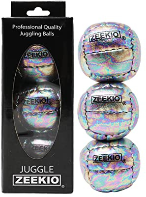 Zeekio Galaxy Juggling Balls - Premium 12 Panel Genuine Leather Balls - 130g - 67mm - Pack of 3 - Cosmo