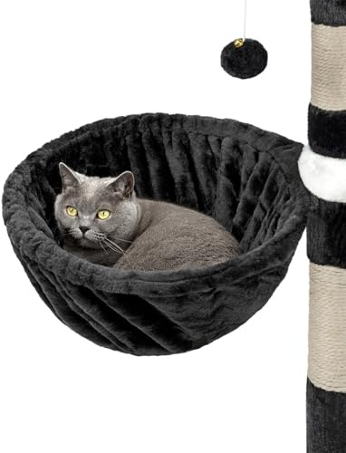 lionto Cat Tree Lounger, Cat Bed, Ø 40 cm, 25 cm Deep, Black