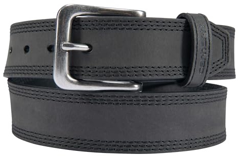 Carhartt Men's Casual Top Grain Saddle Leather Triple Stitch Belt, Black, 38