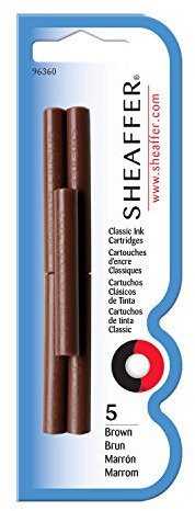 Sheaffer Skrip - Classic Fountain Pen Ink Cartridge, Pack of 5, Brown
