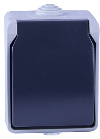 Dio - Prise 2P+Terre en saillie Aquatop IP54 - Gris et Blanc