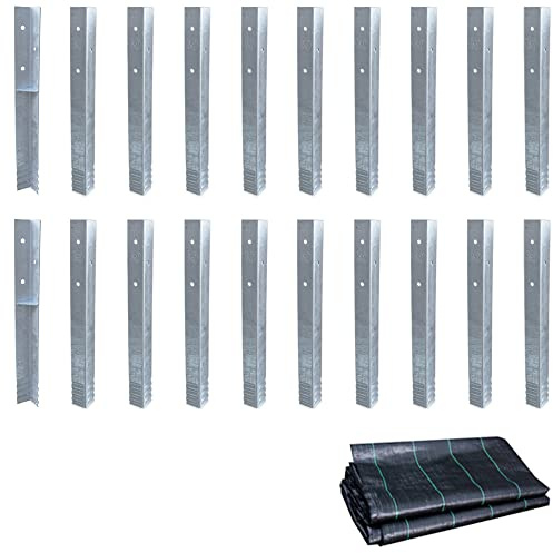 Wickey SolidLock Winkelanker aus feuerverzinktem Stahl für Spieltürme, Schaukeln, Stelzenhäuser - 20er-Set Anker inklusive Schrauben & Unkrautvlies - Bodenanker, Erdanker 500x45x45 mm