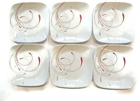 Corelle Dinnerware Dessert Plates Set, Square Splendor 6.5 Perfect Size For Dessert, (Set of 6)