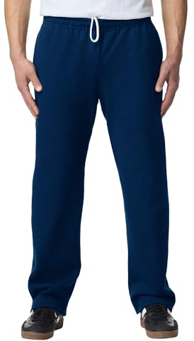 Gildan Adult Fleece Open Bottom Sweatpants with Pockets, Style G18300, Navy, Large US