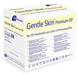 Meditrade 902165W skonsam hud premium OP latexhandske, steril, pulverstorlek 6,5 (50-pack), naturlig latex