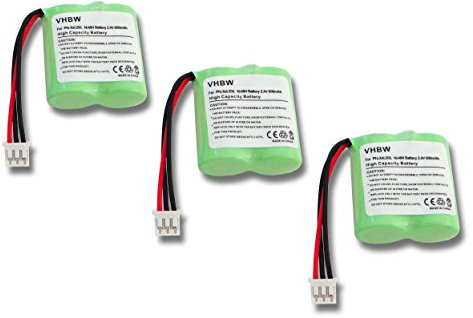 vhbw 3x batteria sostituisce Philips CP51U, T328, T330, BC103510, 91C per telefono fisso cordless (600mAh, 2,4V, NiMH) verde