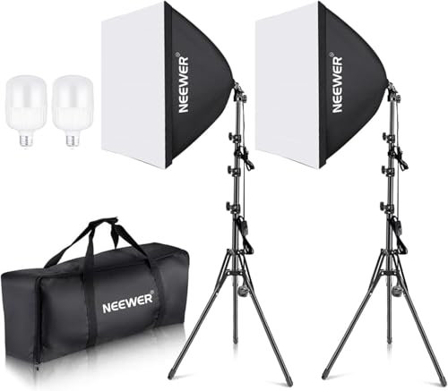 Neewer® 700W Professional Photography 24x24/60x60cm Softbox with E27 Socket Light Lighting Kit for Photo Studio Portraits, Product Photography and Video Shooting